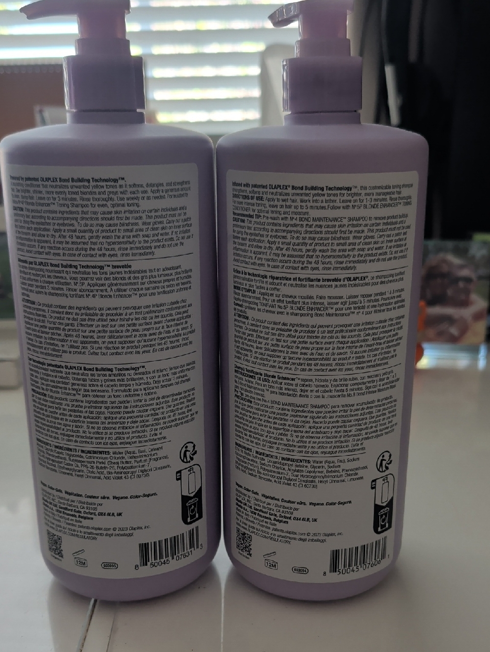 OLAPLEX Blonde Enhancer Duo Shampoo And Conditioner In Lavender, Half Full. - Picture 2 of 6